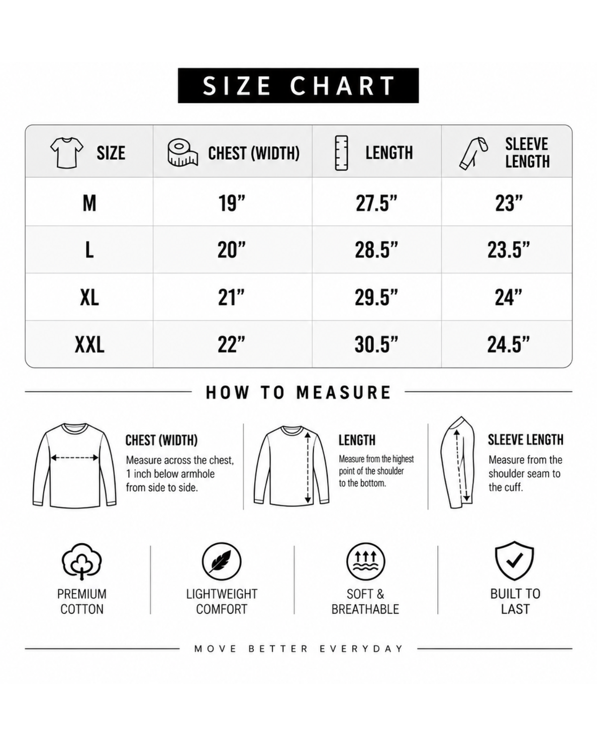 Size chart INCH