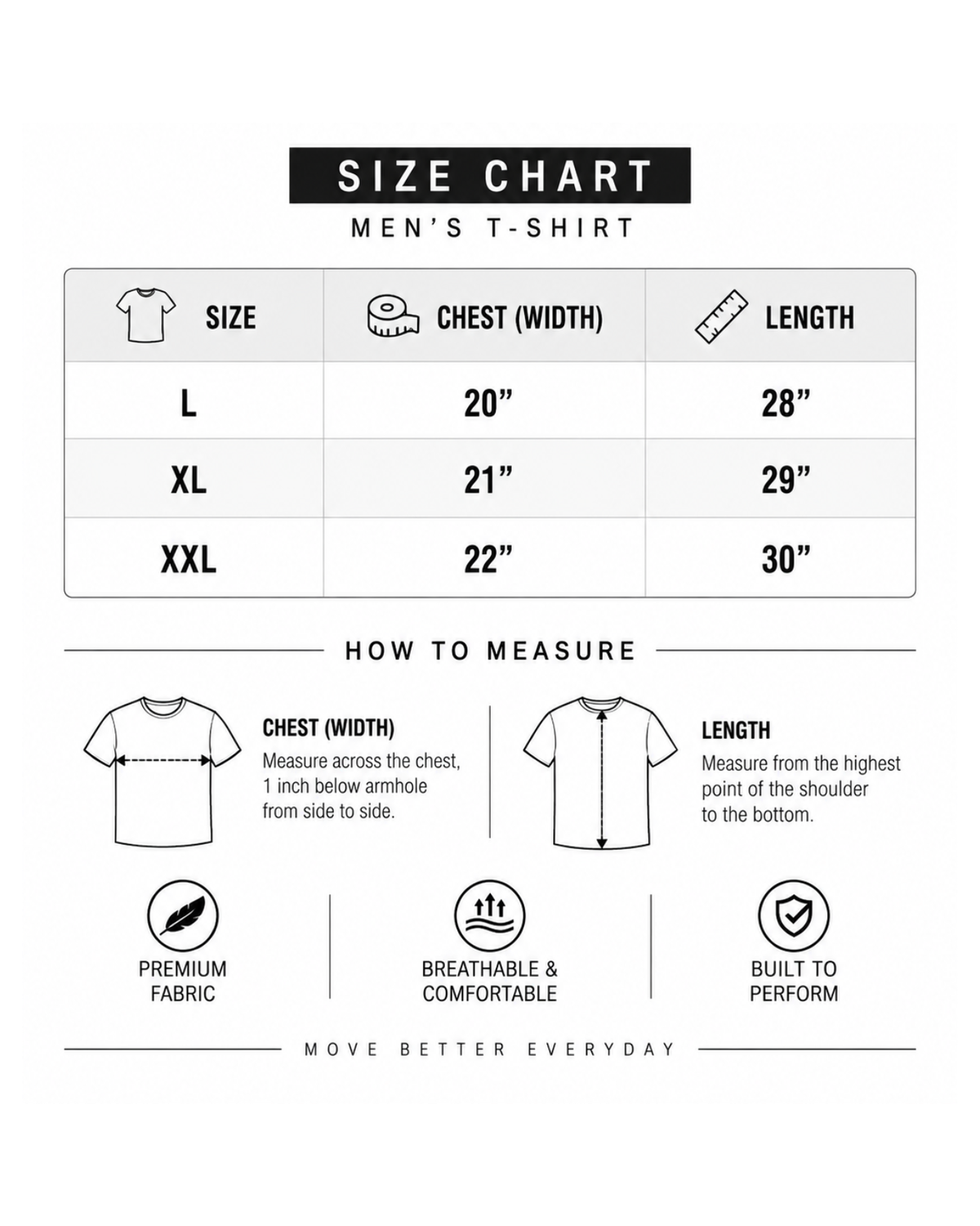 Size chart INCH